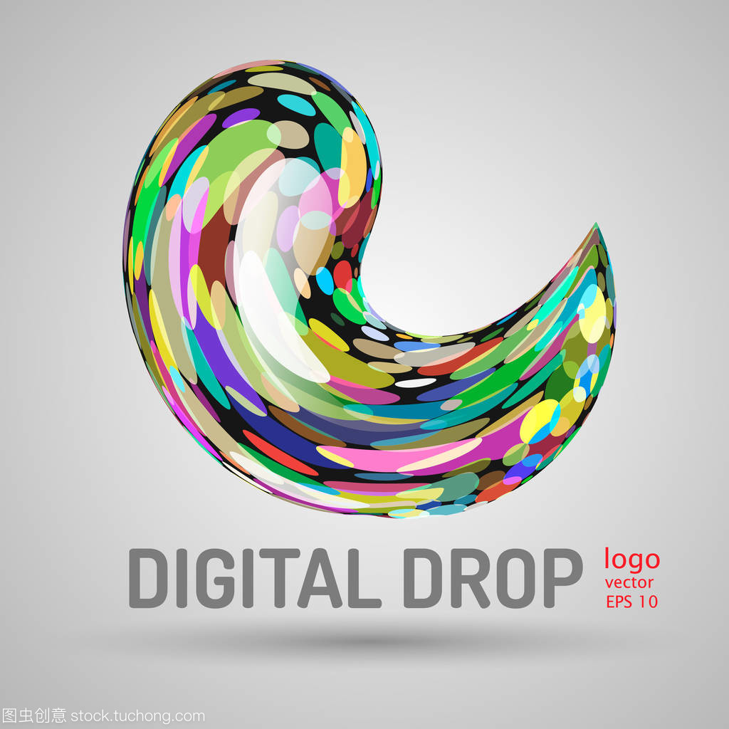 数字混合 矢量现实中的3D色水降与灰色背景广告设计探索